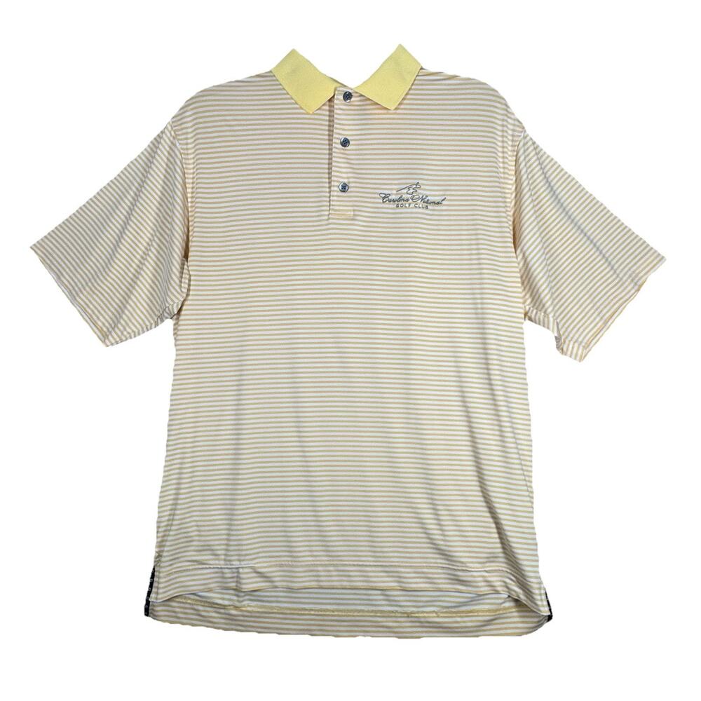 FootJoy Shirt Mens Medium Yellow White Stripe ProDry Lisle Golf Polo Performance